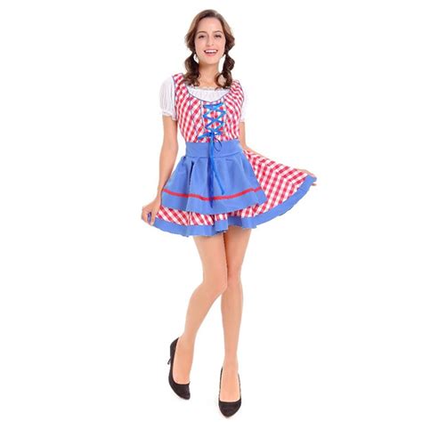 Adult Women Bavaria Beer Girl Heidi Maid Costume German Dirndl Dress