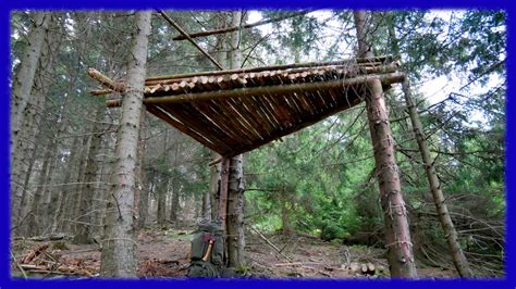 Bushcraft Camp Treehouse Outdoor Survival Shelter Lagerbau Youtube