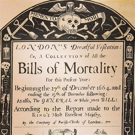 Cover Page From Londons Bills Of Mortality Recording Deaths In The
