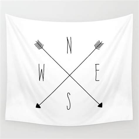 White Wall Hanging Tapestry Wall Hanging North South East West