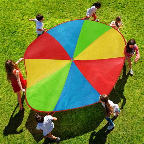 Large 8 Foot Activity Parachute With 8 Handles Indoor Outdoor Play