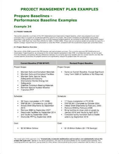Baseline Project Plan 9 Examples Format Pdf Examples