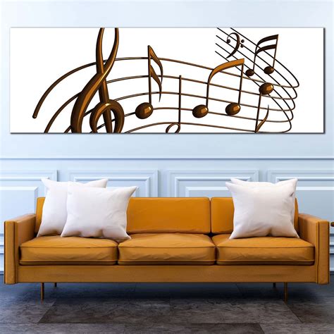 Music Harmony Canvas Print Brown 3d Musical Notes 1 Piece Canvas Wall