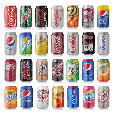 Set Of Various Brands Of Soda Drinks Stock Editorial Photo © Chones