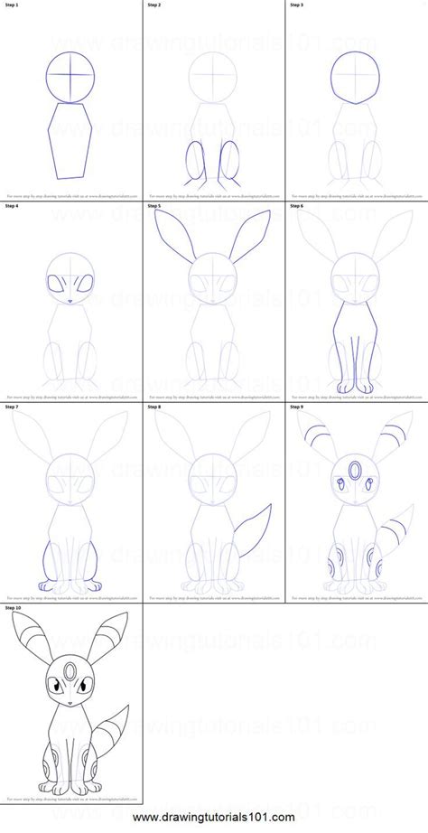 How To Draw Umbreon From Pokemon Printable Drawing Sheet By