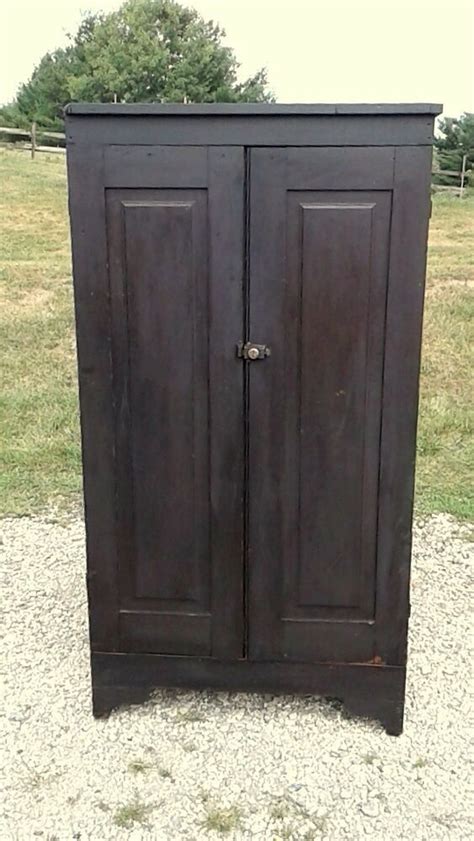 Antique Kitchen Storage Cupboard Cabinet 2 Doors Original Dark Finish