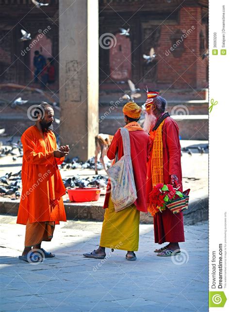 Sadhu Men Seeking Alms In Durbar Square Kathmandu Nepal Editorial
