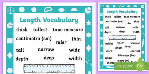 Length Vocabulary Poster Display Poster Measure Measurement Length