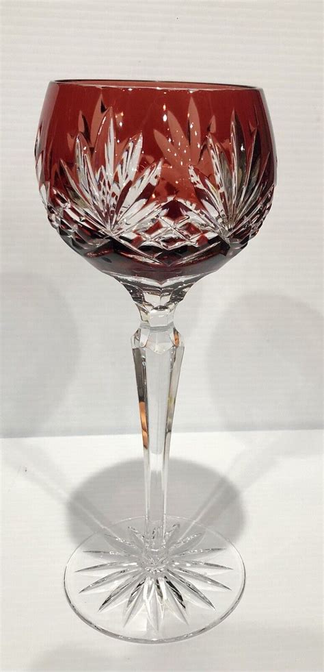 8” Ajka Caroline Ruby Red Cased Cut To Clear Crystal Wine Goblet Ebay