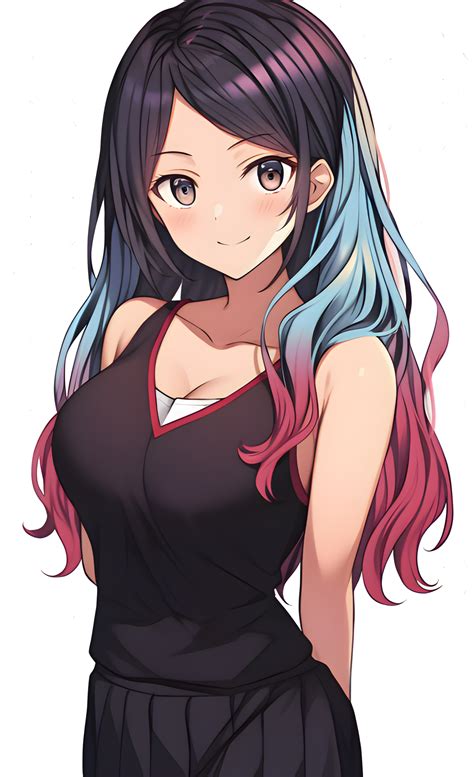 Sticker Anime Girl Blue And Red Hair 24212248 Png
