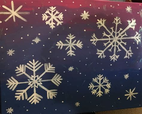 Snowflake Canvas Painting Canvas Painting Crafts Painting