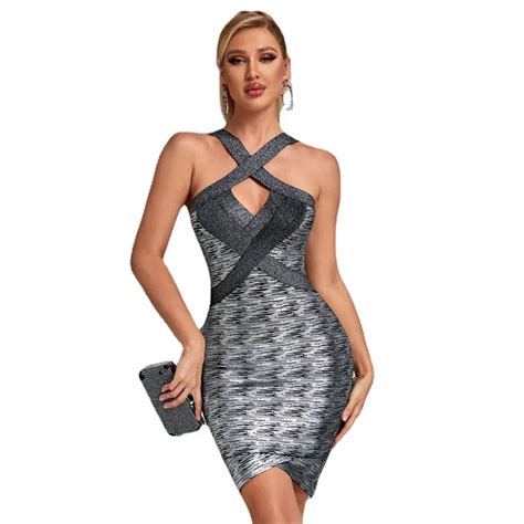 2022 New Women Bandages Dress Sexy Hollow Out Bodycon Clothes Club