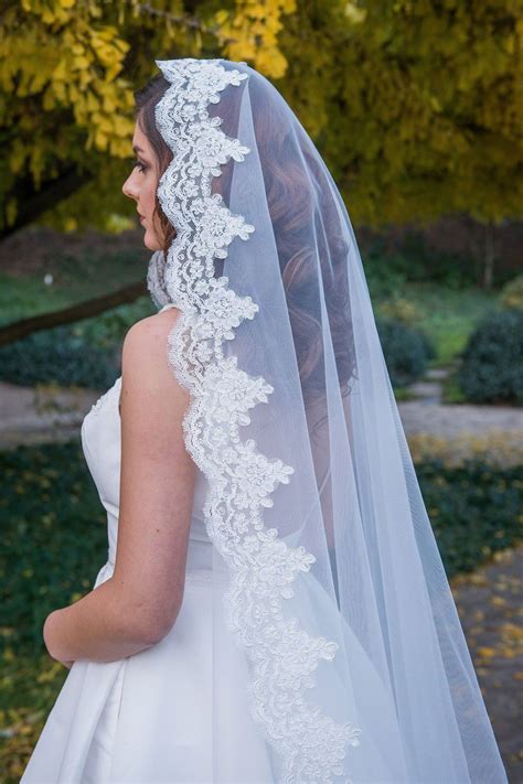 Cathedral Length Lace Mantilla Wedding Veil Vg Wedding Veils Lace