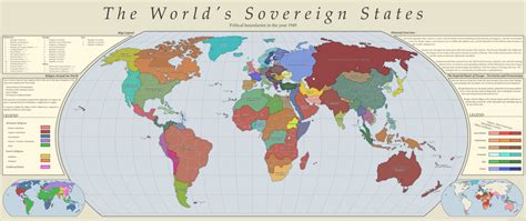 The Worlds Sovereign States Political Boundaries In The Year 1949