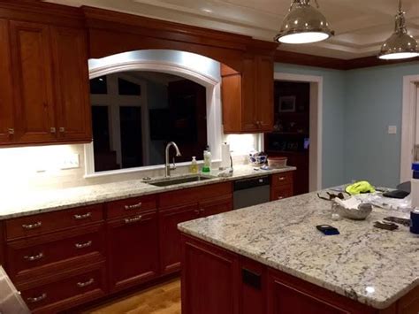 I do use kitchen cabinet cream on them about 4 times a year and dust them a couple of times a month. Traditional Cherry Wood Kitchen | Virginia Beach, VA ...