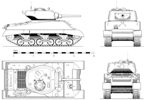 M4a3e2 Sherman Blueprints Free Outlines