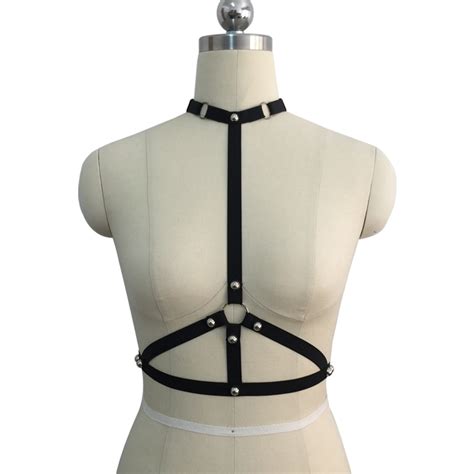 buy cage bra body harness black elastic bondage