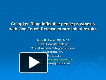 Ppt Coloplast Titan Inflatable Penile Prosthesis With One Touch Release Pump Initial Results