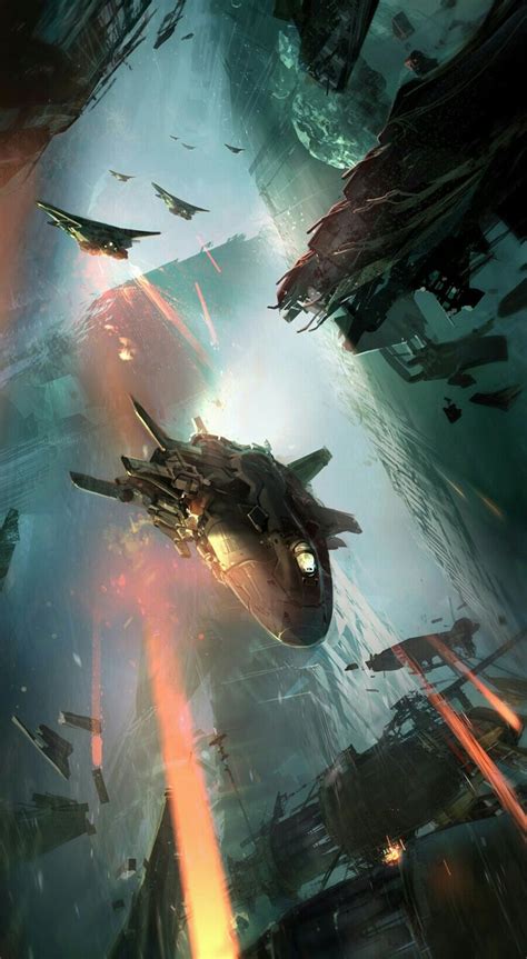 Space Battle Skyscape Sci Fi Otherworldly Science Fiction Artwork