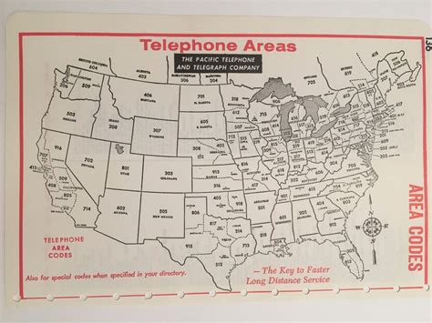 1960s Telephone Area Code Map US United States Vintage Road Etsy Canada