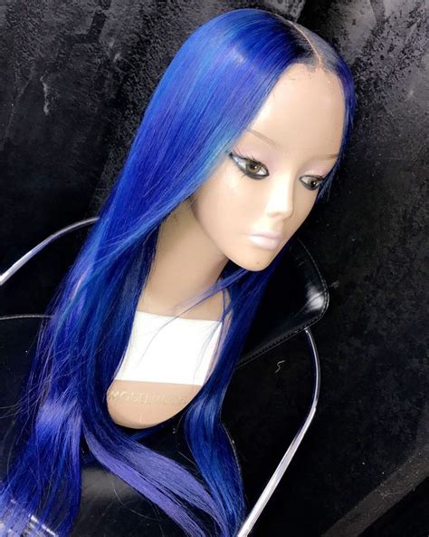 Promise me to wear real human hair lace wigs when you need a blonde wig, blue wig or pink wig, etc. blue human hair lace front wig | Front lace wigs human ...