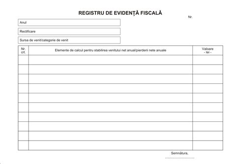 Registrul De Evidenta Fiscala Pfa Model 10