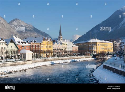 Austria Bad Ischl Spa Town Traun River In Winter Stock Photo Alamy