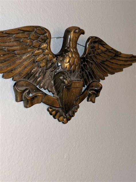 large vintage american eagle sculpture wall hanging 26 brass metal plaque