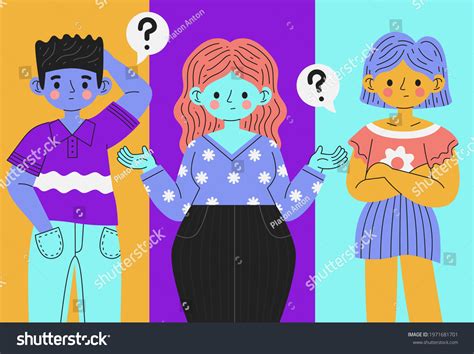 People Asking Question Pensive Person Reflect Stock Vector Royalty