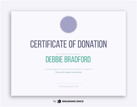 Free Certificate Of Donation