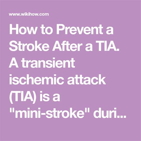 Prevent A Stroke After A Tia Transient Ischemic Attack Prevention