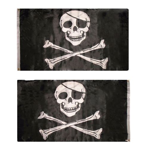 3x5 Jolly Roger Pirate Eye Patch 2 Faced 2 Ply Wind Resistant Flag