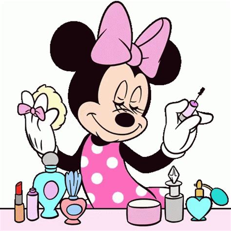 a cartoon minnie mouse eating food at a table