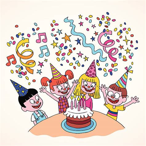 Royalty Free Four Happy Friends Celebrating A Birthday