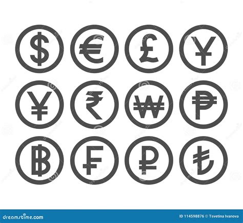 Popular Currency Coin Collection Countries Currencies Coins Icon Set