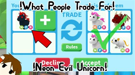 What People Trade For Neon Evil Unicorn In Roblox Adopt Me Youtube