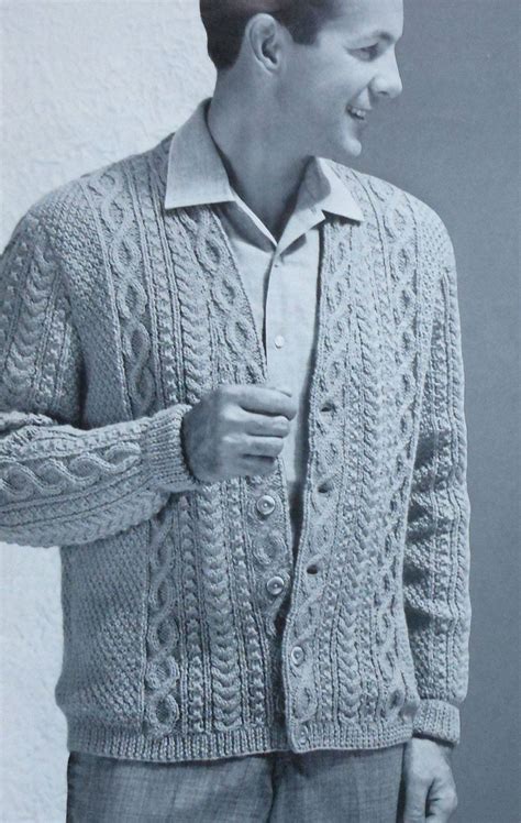 But sometimes patterns that were available for free. Vintage Men's Aran Style Cardigan Sweater Knitting Pattern ...