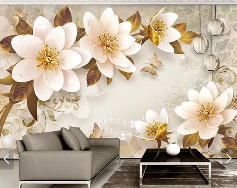 3d 8d Embossed Flower Wall Mural Photo Wallpaper For Living Room