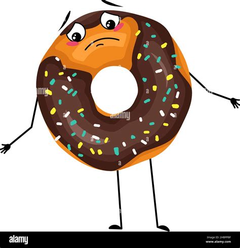 cute glazed donut character with sad emotions depressed face down eyes arms and legs baking