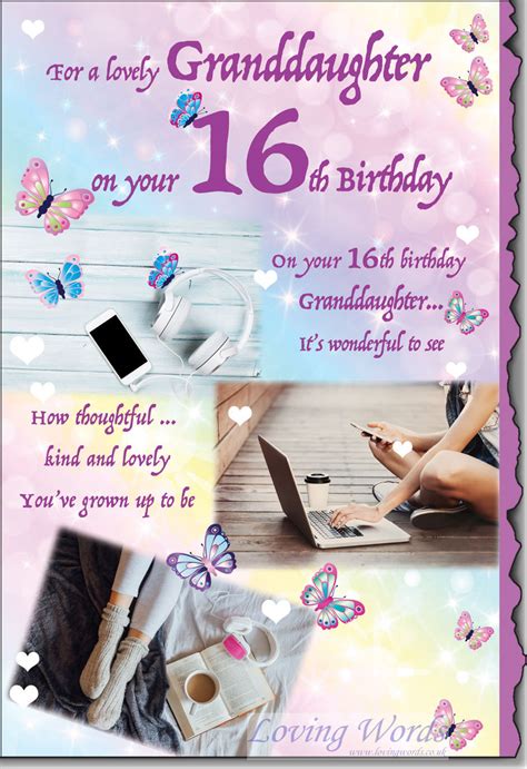 16th Granddaughter Greeting Cards By Loving Words