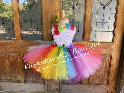 Rainbow Short Tutu Dress Rainbow Tutu Rainbow Dress Etsy Rainbow