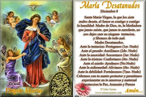 Rincón De La Oración Estampa Oración Virgen María Desatanudos