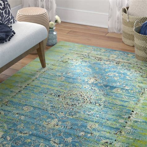 Mistana Neuilly Bluegreen Area Rug And Reviews Wayfair Teal Rug Light