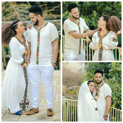 Couple In Modern Habesha Kemis Outfits Clipkulture