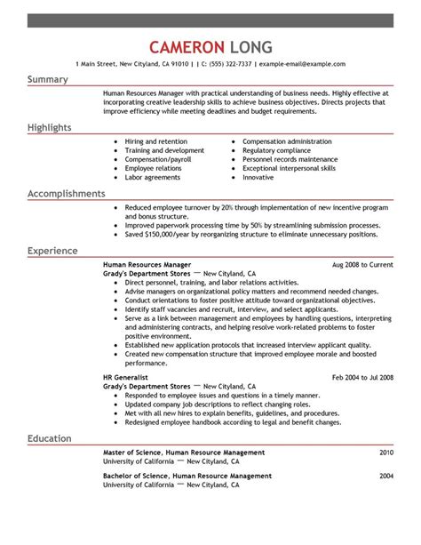 0121 638 reading all correspondence including inquiry letters, job applications and cvs that are sent in. Best Human Resources Manager Resume Example | LiveCareer