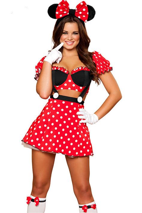 New 4pc Sexy Kinky Halloween Minnie Mouse Disney Costume Dres Set Size