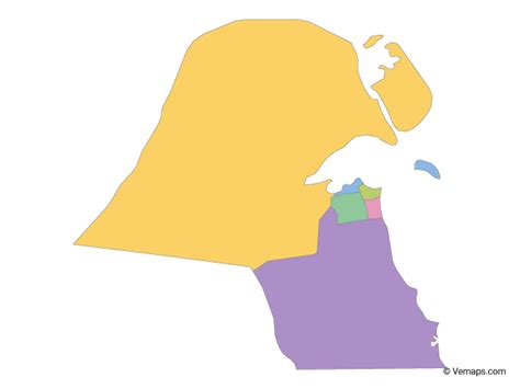 Multicolor Map of Kuwait with Governorates | Free Vector ...