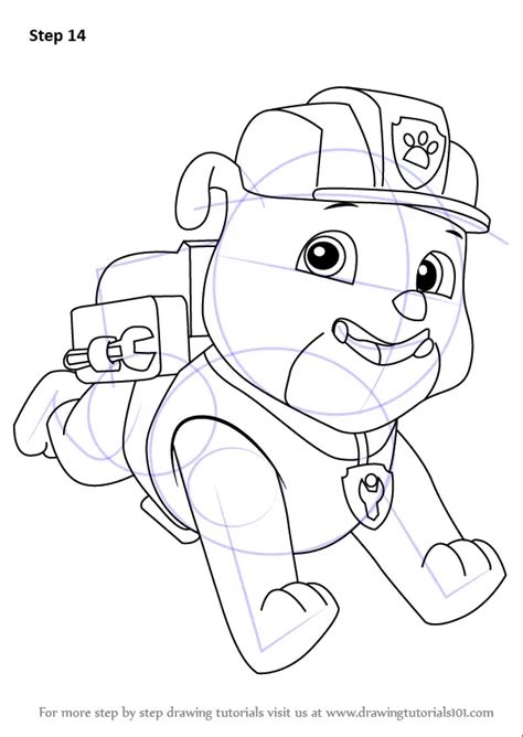 Learn How To Draw Rubble From Paw Patrol Paw Patrol Step By Step