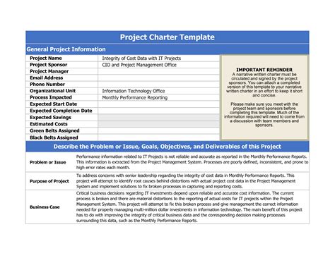 Free Project Charter Template Templates At