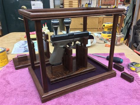 Walnut Pistolgun Display Case Wood And Glass Wcustom Trim Package